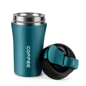 400ml Portable Stainless Steel Travel Vacuum Insulated Coffee Mug with Straw-Green
